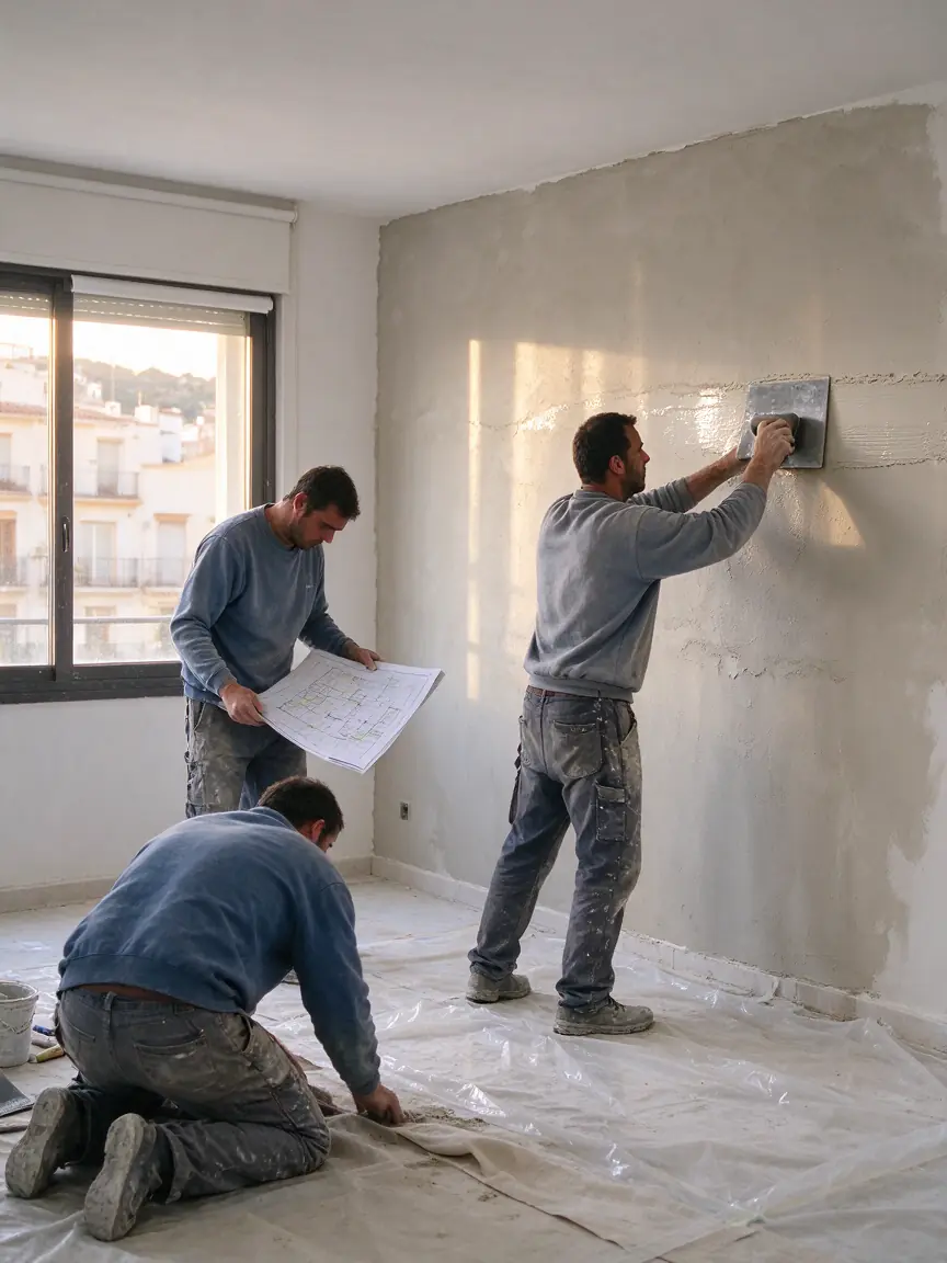 El equipo de Reformas Alba trabajando en una vivienda