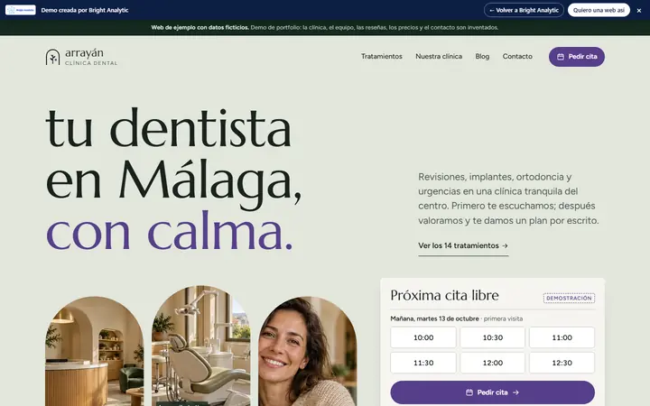 Web de Arrayán Clínica Dental en ordenador