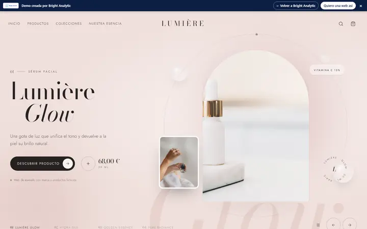 Web de Lumière Beauty en ordenador