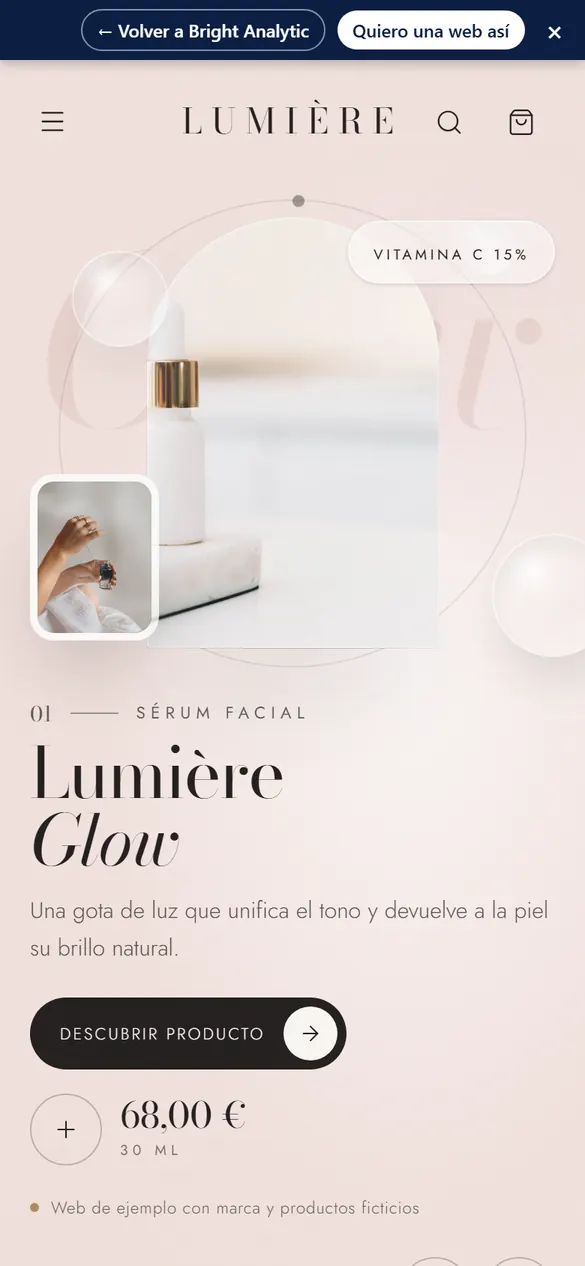 Web de Lumière Beauty en el móvil