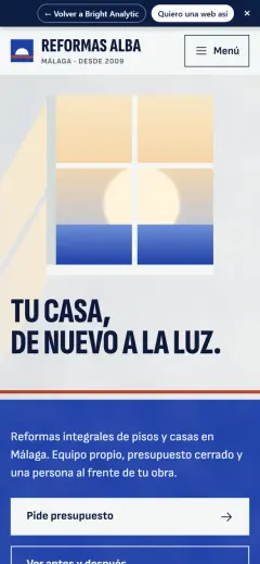 Web de Reformas Alba en móvil