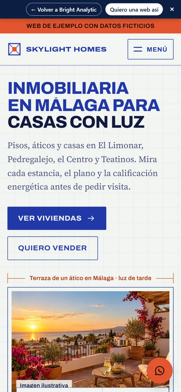 Web de Skylight Homes en el móvil