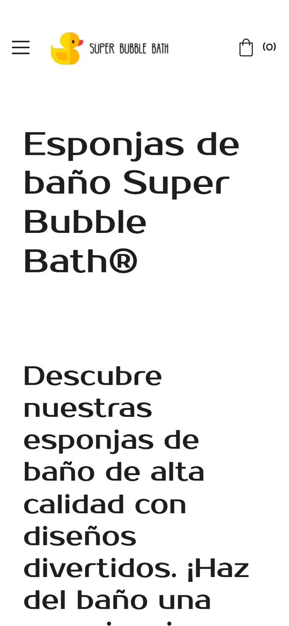 Web de Super Bubble Bath en el móvil